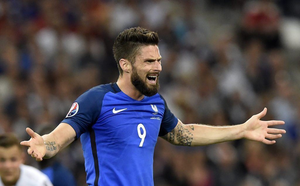 Marseille, 2016. június 15. A francia Olivier Giroud a franciaországi labdarúgó Európa-bajnokság A csoportja második fordulójában játszott Franciaország - Albánia mérkõzésen a marseille-i Velodrome Stadionban 2016. június 15-én. Franciaország-Albánia 2-0. MTI Fotó: Illyés Tibor